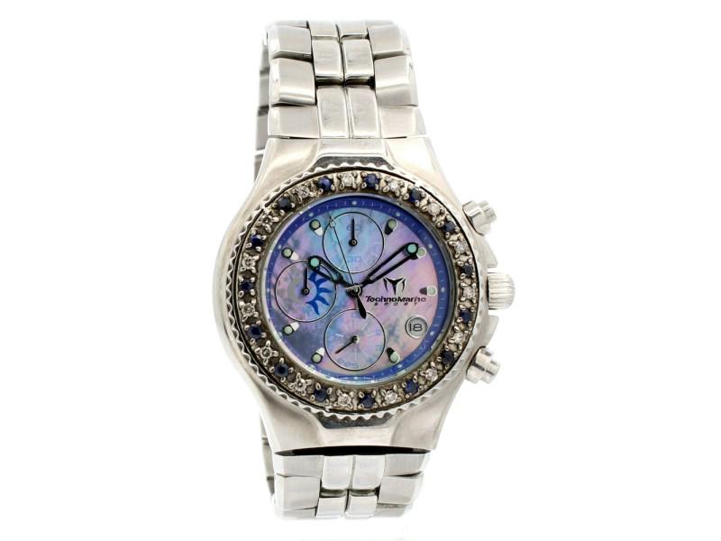 TechnoMarine SPORT Chronograph Steel Tahitian MOP Dial Diamond Ladies Watch: TechnoMarine SPORT Chronograph Steel Tahitian MOP Dial Diamond Ladies Watch Item Specifics:Age Group: AdultBand Color: SilverBand Material: Stainless SteelBezel Type: DiamondBrand: TechnoMarineCase Co