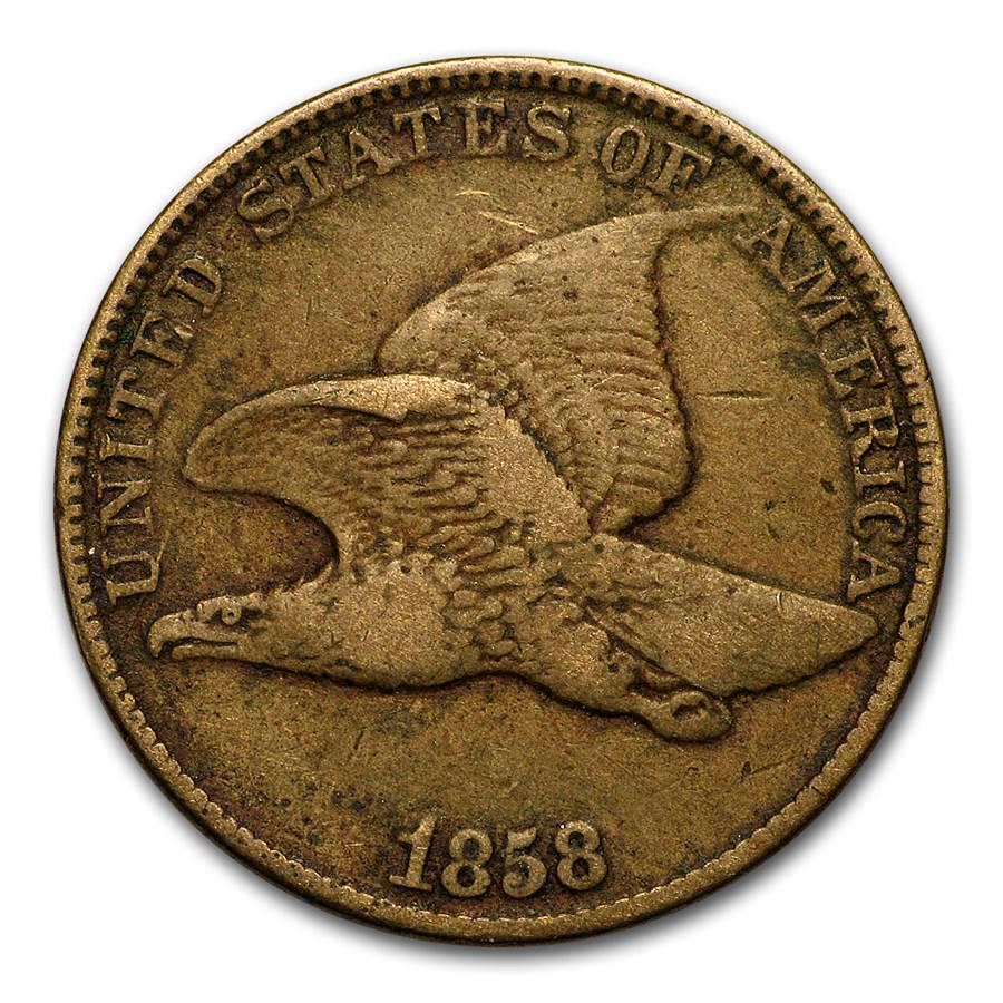 1858 Flying Eagle Cent Large Letters Fine: 1858 Flying Eagle Cent Large Letters Fine SKU: RBJ3283 Year: 1858 Grade: Fine Grade Service: None Denomination: $0.01 Mint Mark: P - Philadelphia (Not Shown) Metal Content: 0 troy oz