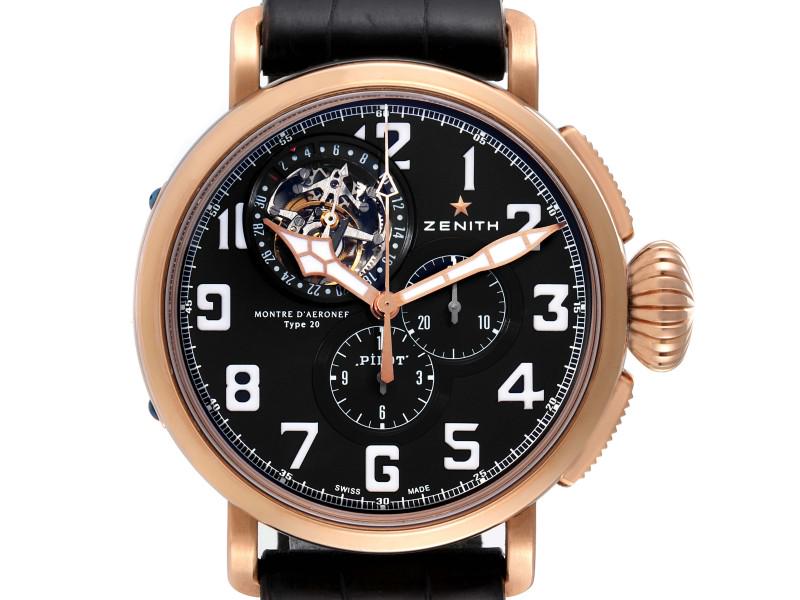 Zenith Montre d'Aeronef Type 20 Tourbillon Rose Gold Titanium Watch: Zenith Montre d'Aeronef Type 20 Tourbillon Rose Gold Titanium Watch Zenith Montre d'Aeronef Type 20 Tourbillon Rose Gold Titanium Watch87.2430.4035. Zenith El Primero self-winding tourbillion movement