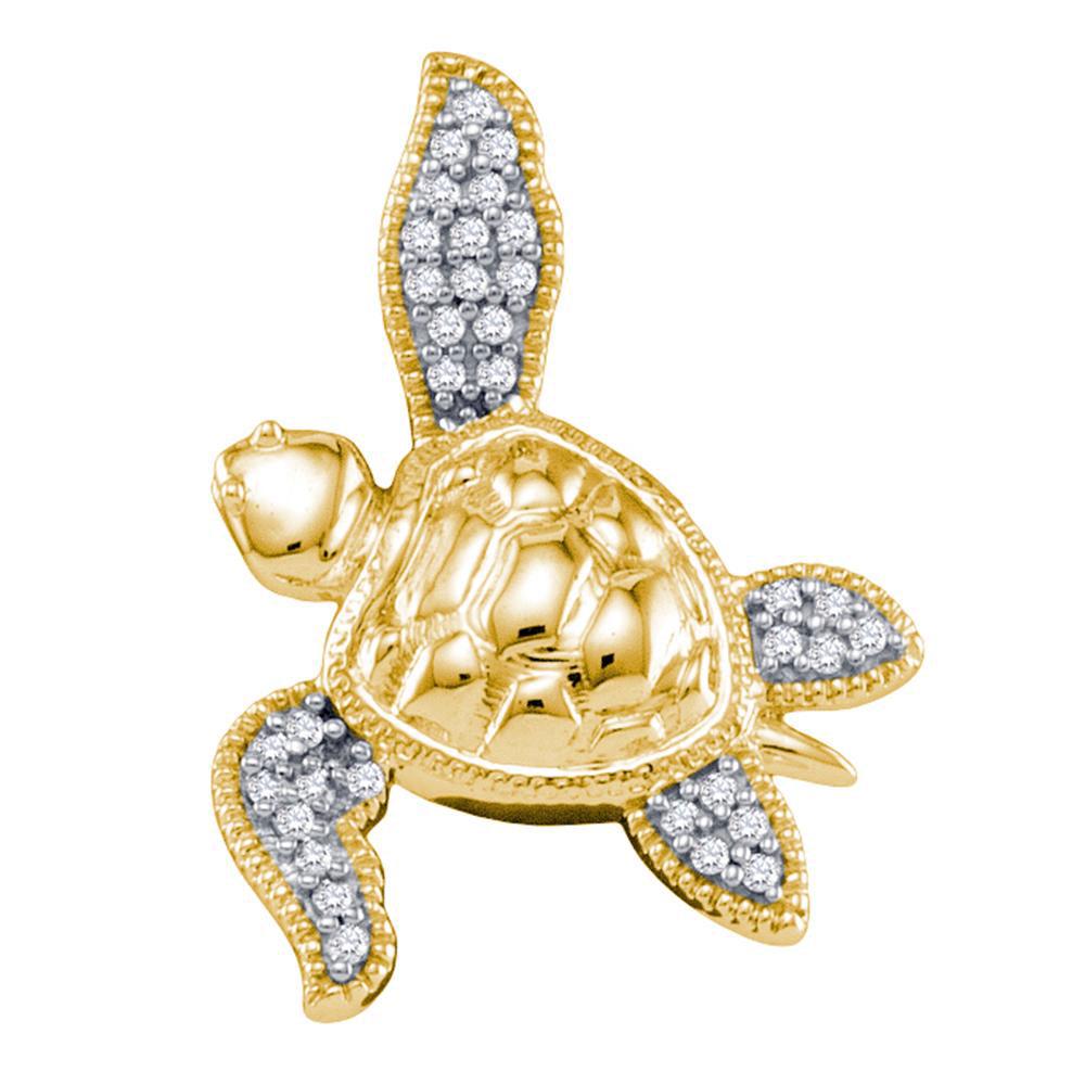 10k Yellow Gold Diamond Womens Sea Turtle Tortoise Animal Shell Pendant 1/10 Cttw: 10k Yellow Gold Diamond Womens Sea Turtle Tortoise Animal Shell Pendant 1/10 Cttw