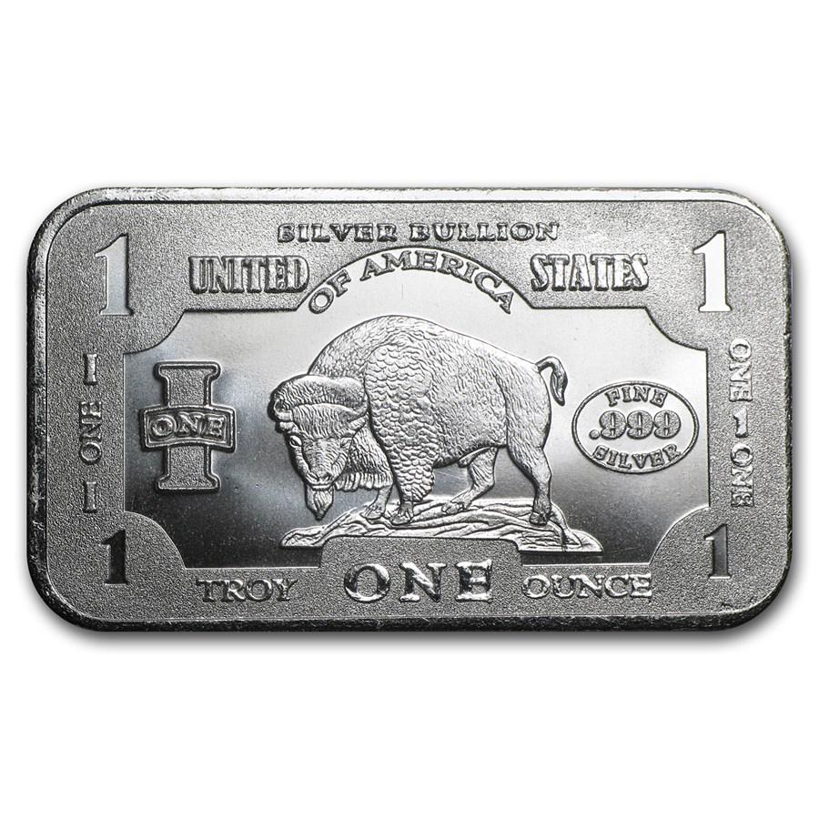 1 oz Silver Bar - 1901 $10 Bison: 1 oz Silver Bar - 1901 $10 Bison SKU: RBJ42933 Year: N/A Grade: None Grade Service: None Denomination: 1 oz Mint Mark: N/A - Not Available Metal Content: 1 troy oz Purity: .999 <
