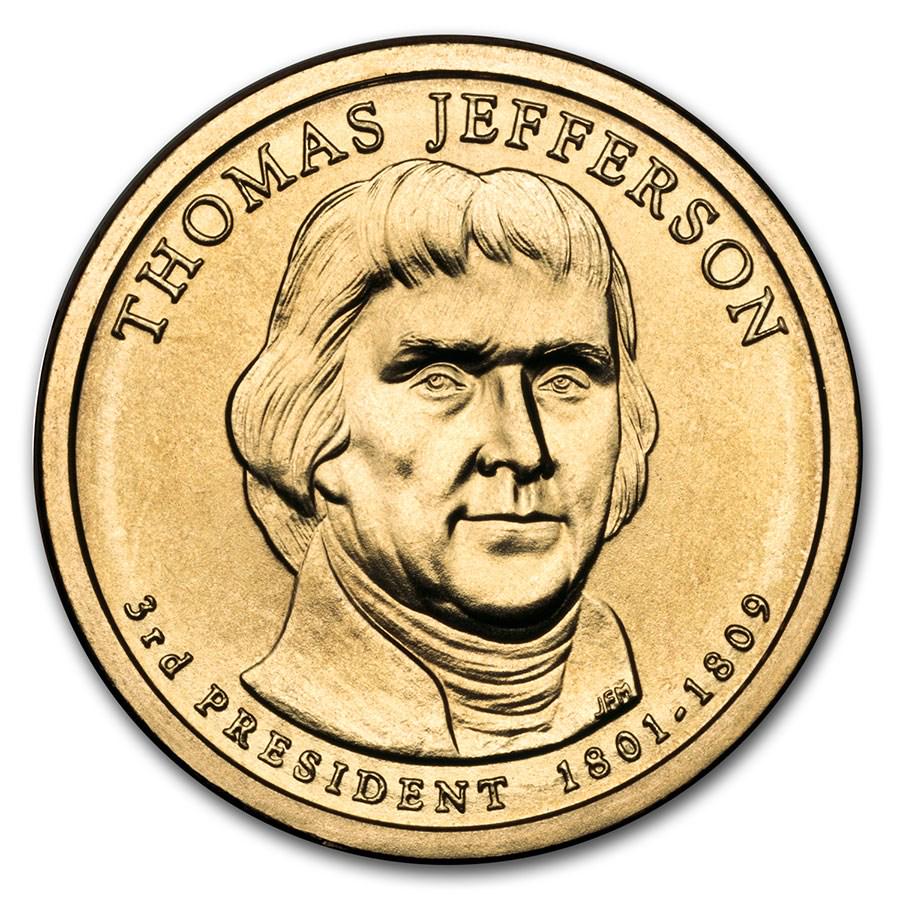 2007-P Thomas Jefferson Presidential Dollar BU: 2007-P Thomas Jefferson Presidential Dollar BU SKU: RBJ27184 Year: 2007 Grade: Brilliant Unc Grade Service: None Denomination: $1.00 Mint Mark: P - Philadelphia Metal Content: 0 troy oz <