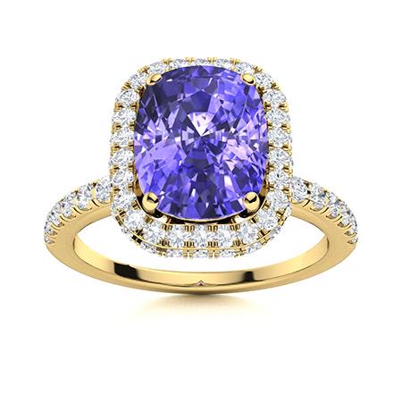 Natural 3.14 CTW Tanzanite & Diamond Engagement Ring 14K Yellow Gold: Natural 3.14 CTW Tanzanite & Diamond Engagement Ring 14K Yellow Gold Manufacturer's Suggested Retail Price: $9960.00 Center Stone: 1 Tanzanite @ 2.11 ctw Center Stone Color: Royal Blue Center Stone Cl