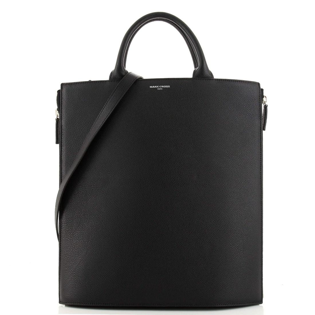 Mark Cross Sidney Tote Leather: Mark Cross Sidney Tote Leather Exterior Color: Black Interior Color: Red Exterior Material: Leather Interior Material: Fabric Hardware Color: Silver Accessories: No accessories
