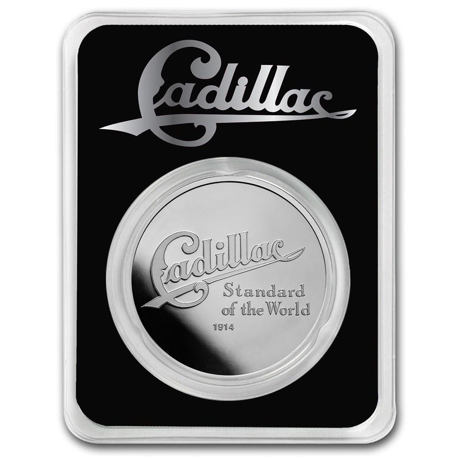 Cadillac "Standard Of The World" Logo (1914) 1 oz Silver w/ TEP: Cadillac "Standard Of The World" Logo (1914) 1 oz Silver w/ TEP Product ID: RBJ254335 Year: N/A Grade: None Grade Service: None Mint Mark: N/A - Not Available Metal Content: 1 troy oz Pur