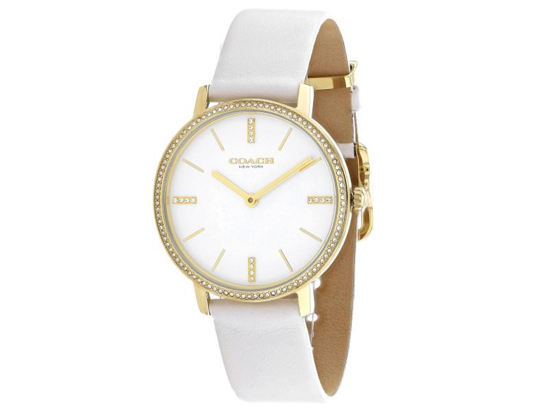 Coach womens Audrey: Coach womens Audrey Product Code: 14503545-39B2A Brand: Coach Condition: Never Worn Stainless steel case, Leather strap, White dial, Automatic movement, Scratch resistant sapphire, Water resistant up