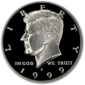 1999-S Kennedy Half Dollar Gem Proof: 1999-S Kennedy Half Dollar Gem Proof Product ID: RBJ6117 Year: 1999 Grade: Proof Grade Service: None Denomination: 50 Cents Mint Mark: S - San Francisco Metal Content: 0 troy oz