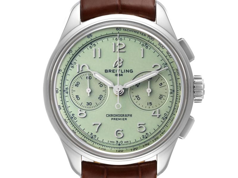 Breitling Premier B09 Chronograph 40 Green Dial Steel Mens Watch: Breitling Premier B09 Chronograph 40 Green Dial Steel Mens Watch Product Code: 46640-34CB0 Brand: Breitling Condition: Pre-Owned Breitling Premier B09 Chronograph 40 Green Dial Steel Mens Watch Manual