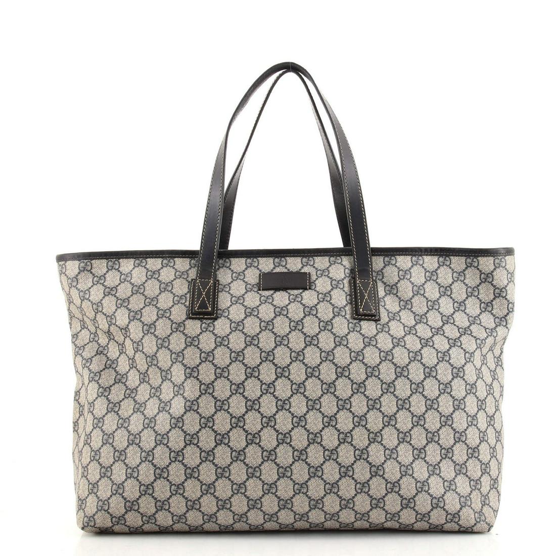 Plus Tote GG Coated Canvas Large Gucci: Plus Tote GG Coated Canvas Large Gucci Exterior Color: Blue Interior Color: Neutral Exterior Material: Canvas (Coated) Interior Material: Fabric Hardware Color: Silver Accessories: No accessories