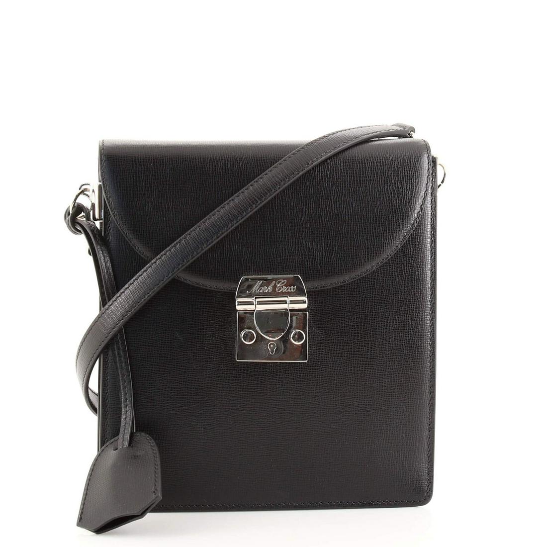Mark Cross Patrick Crossbody Bag Leather Small: Mark Cross Patrick Crossbody Bag Leather Small Exterior Color: Black Interior Color: Red Exterior Material: Leather Interior Material: Leather Hardware Color: Silver Accessories: Clochette, Keys,