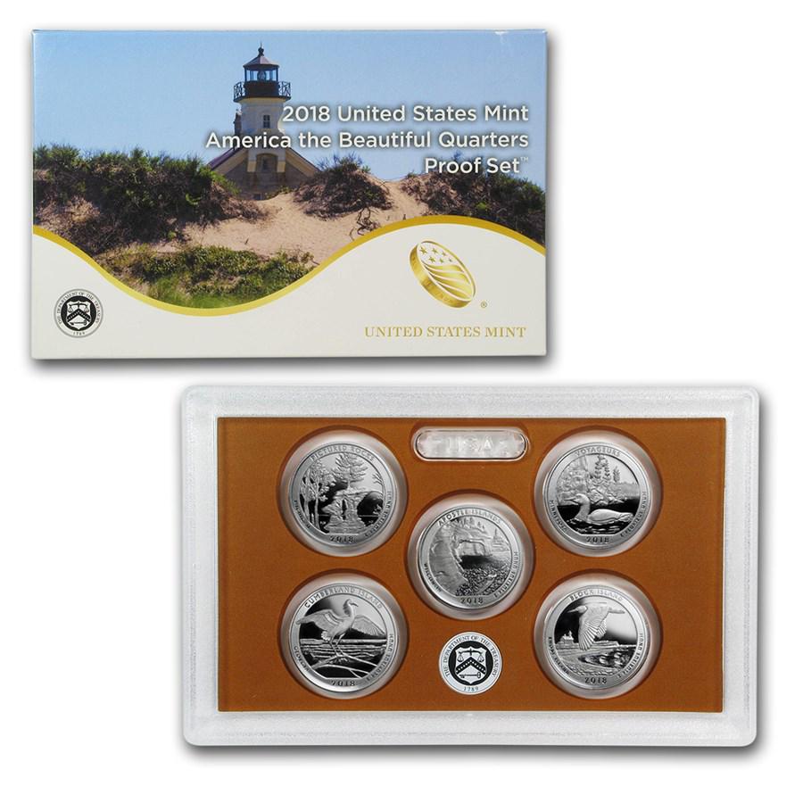 2018-S America the Beautiful Quarters Proof Set: 2018-S America the Beautiful Quarters Proof Set Product ID: 153463 Year: 2018 Grade: Proof Grade Service: None Denomination: 25 Cents Mint Mark: S - San Francisco Metal Content: 0 troy oz