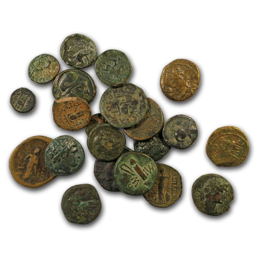 Coins of the Ancient Greek City States AE Units (450-100 BC) VF: Coins of the Ancient Greek City States AE Units (450-100 BC) VF Product ID: 202022 Year: 450-100 BC Grade: Very Fine Grade Service: None Denomination: Unit Mint Mark: Not Shown Metal Cont