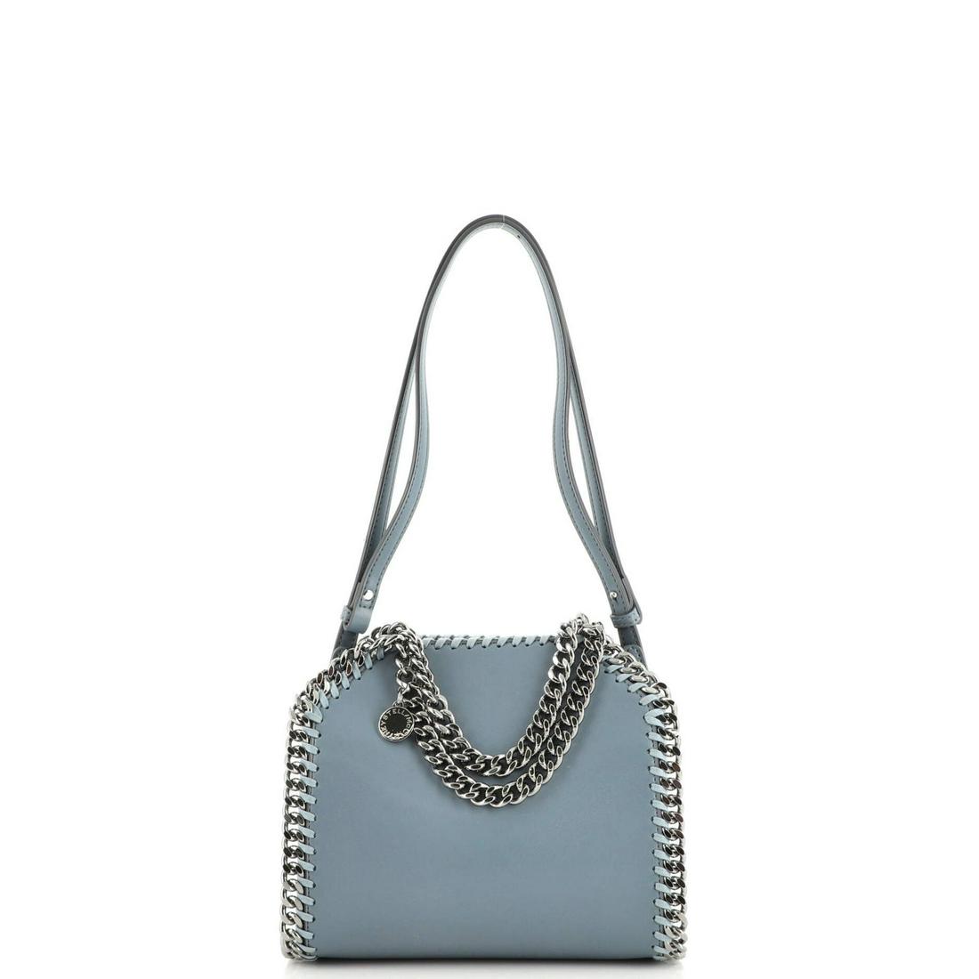 Stella McCartney Falabella Shoulder Bag Faux Leather Medium: Stella McCartney Falabella Shoulder Bag Faux Leather Medium Exterior Color: Blue Interior Color: Gray Exterior Material: Faux Leather Interior Material: Microfiber Hardware Color: Gun Metal Access