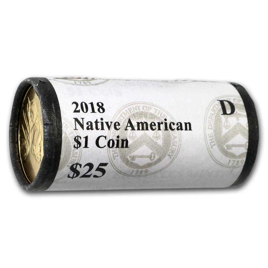 2018-D Native Amer $1 - Jim Thorpe (25 Coin Mint Roll) BU: 2018-D Native Amer $1 - Jim Thorpe (25 Coin Mint Roll) BU Product ID: 204624 Year: 2018 Grade: Brilliant Unc Grade Service: None Denomination: 1 Dollar Mint Mark: D - Denver Metal Content