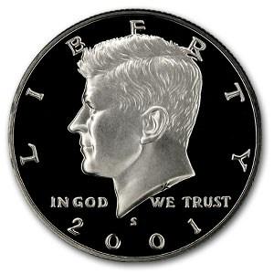 2001-S Kennedy Half Dollar Gem Proof: 2001-S Kennedy Half Dollar Gem Proof Product ID: 6119 Year: 2001 Grade: Proof Grade Service: None Denomination: 50 Cents Mint Mark: S - San Francisco Metal Content: 0 troy oz Pur