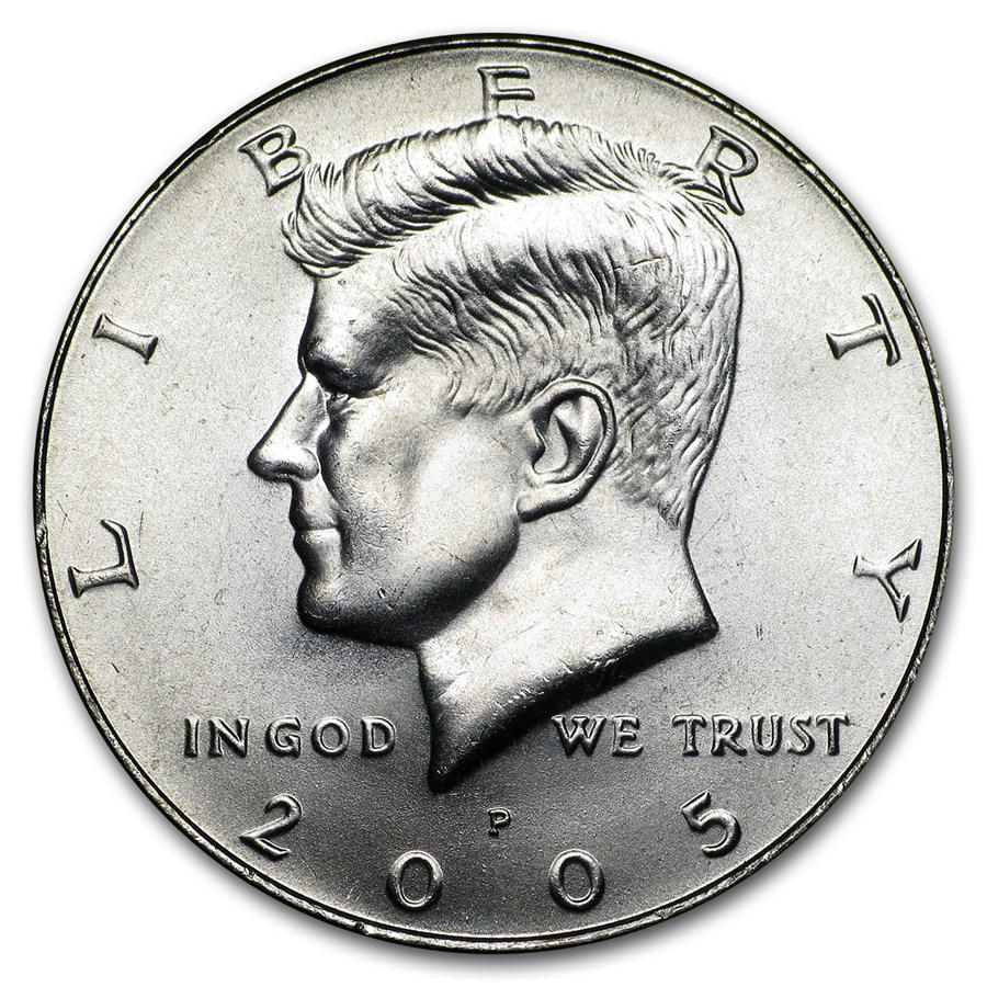 2005-P Kennedy Half Dollar BU: 2005-P Kennedy Half Dollar BU Product ID: 7359 Year: 2005 Grade: Brilliant Unc Grade Service: None Denomination: 50 Cents Mint Mark: P - Philadelphia Metal Content: 0 troy oz Pur
