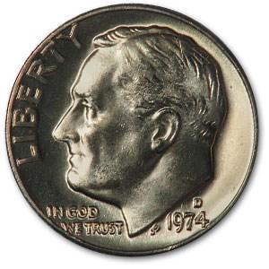 1974-D Roosevelt Dime BU: 1974-D Roosevelt Dime BU Product ID: 6205 Year: 1974 Grade: Brilliant Unc Grade Service: None Denomination: 10 Cents Mint Mark: D - Denver Metal Content: 0 troy oz Purity: N/A