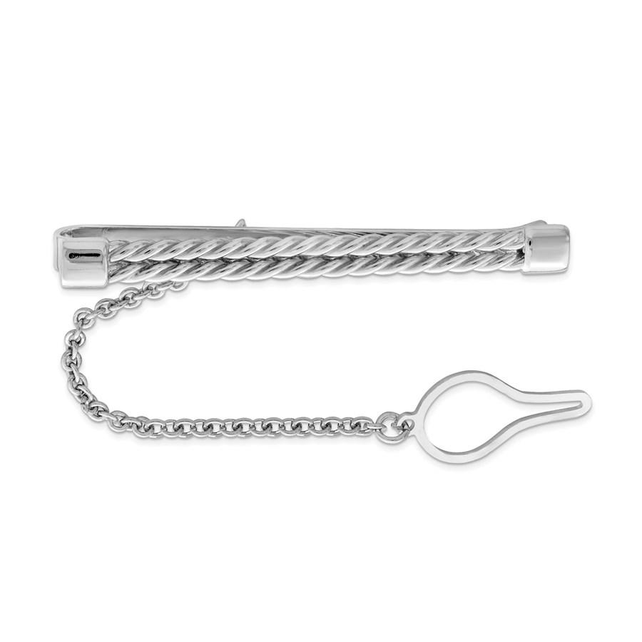 Sterling Silver Rhodium-plated Tie Bar - Rope Chain: Sterling Silver Rhodium-plated Tie Bar - Rope Chain Product Id: 183285 Metal: Sterling Silver Purity: .925 Finish: Polished Length Of Item: 57 mm