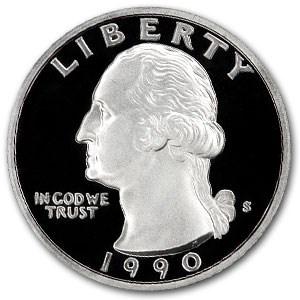 1990-S Washington Quarter Gem Proof: 1990-S Washington Quarter Gem Proof Product ID: 6562 Year: 1990 Grade: Gem Proof Grade Service: None Denomination: 25 Cents Mint Mark: S - San Francisco Metal Content: 0 troy oz