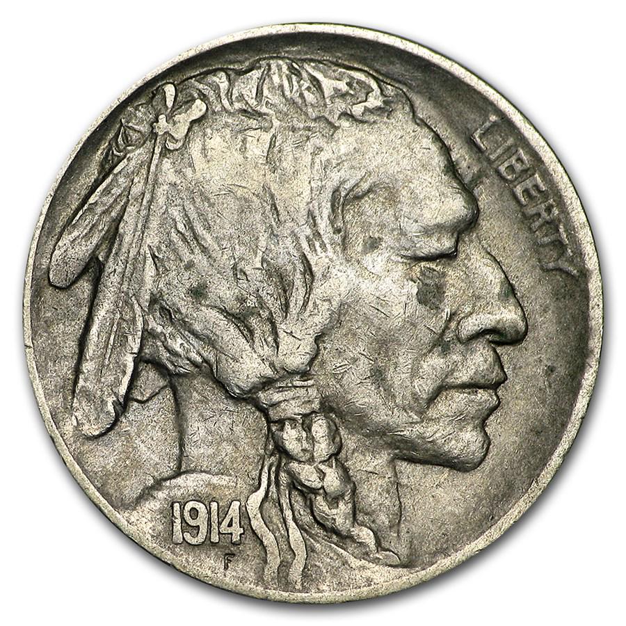 1914-D Buffalo Nickel XF: 1914-D Buffalo Nickel XF Product ID: 16523 Year: 1914 Grade: Extra Fine Grade Service: None Denomination: $0.05 Mint Mark: D - Denver Metal Content: 0 troy oz Purity: N/A