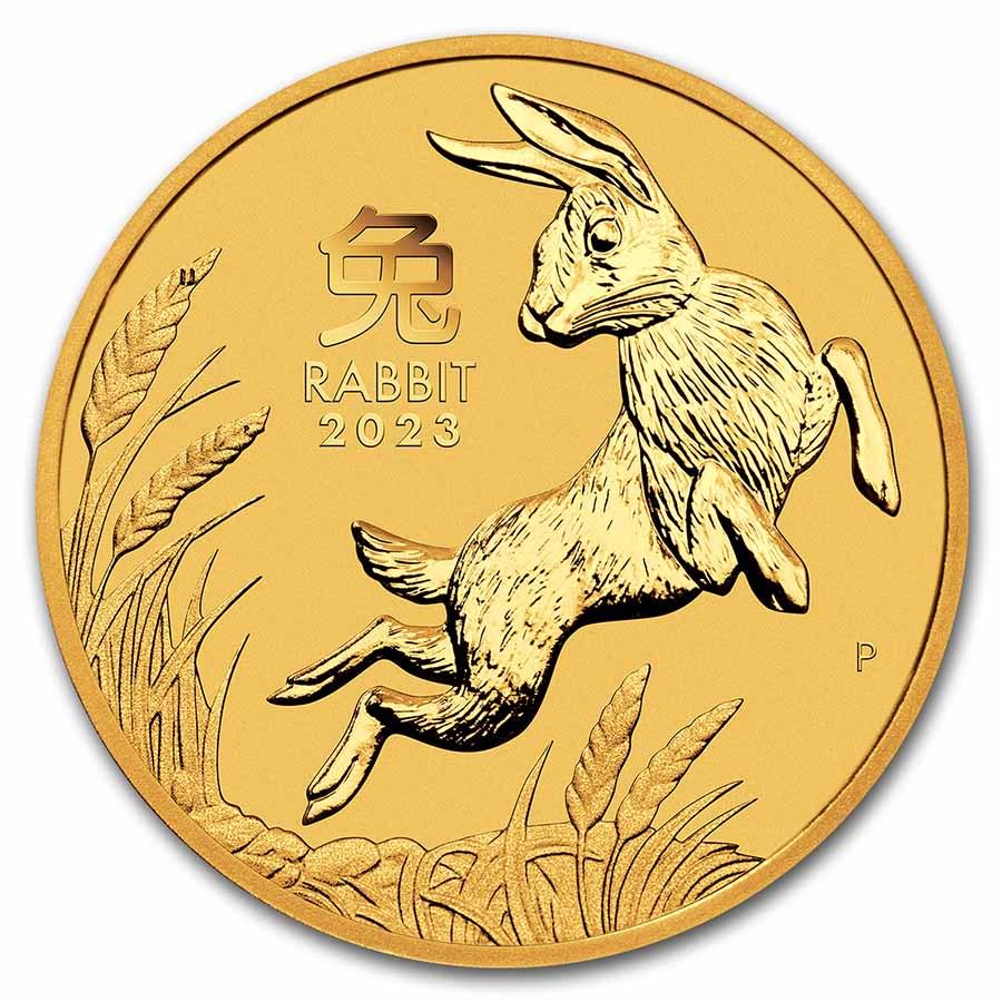 2023 Australia 1/10 oz Gold Lunar Rabbit BU (Series III): 2023 Australia 1/10 oz Gold Lunar Rabbit BU (Series III) Product ID: 260953 Year: 2023 Grade: Brilliant Unc Grade Service: None Denomination: 15 Dollars Mint Mark: P - Perth Metal Content