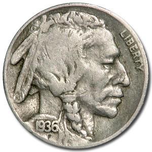 1936-S Buffalo Nickel Good+: 1936-S Buffalo Nickel Good+ Product ID: 7976 Year: 1936 Grade: Good Grade Service: None Denomination: $0.05 Mint Mark: S - San Francisco Metal Content: 0 troy oz Purity: N/A