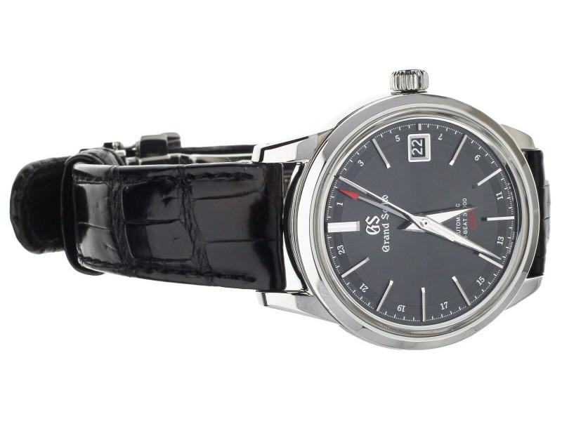 GRAND SEIKO ELEGANCY HI BEAT GMT BLACK DIAL ALLIGATOR STRAP 39.5MM SBGJ219: GRAND SEIKO ELEGANCY HI BEAT GMT BLACK DIAL ALLIGATOR STRAP 39.5MM SBGJ219 Product Code: 304043357220-E Brand: Seiko Condition: Pre-Owned Model: ELEGANCY HI BEAT Details: Item Specifics:Band Color: Bl