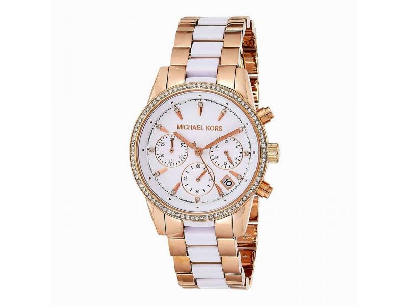 Michael Kors Ritz 37mm Two Tone Steel White Dial Quartz Ladies Watch