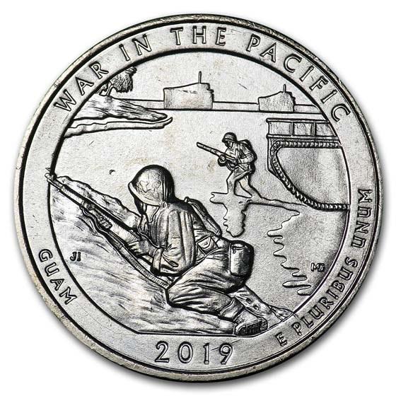 2019-W ATB Quarter War in the Pacific BU: 2019-W ATB Quarter War in the Pacific BU Product ID: 197018 Year: 2019 Grade: Brilliant Unc Grade Service: None Denomination: 25 Cents Mint Mark: W - West Point Metal Content: 0 troy oz <