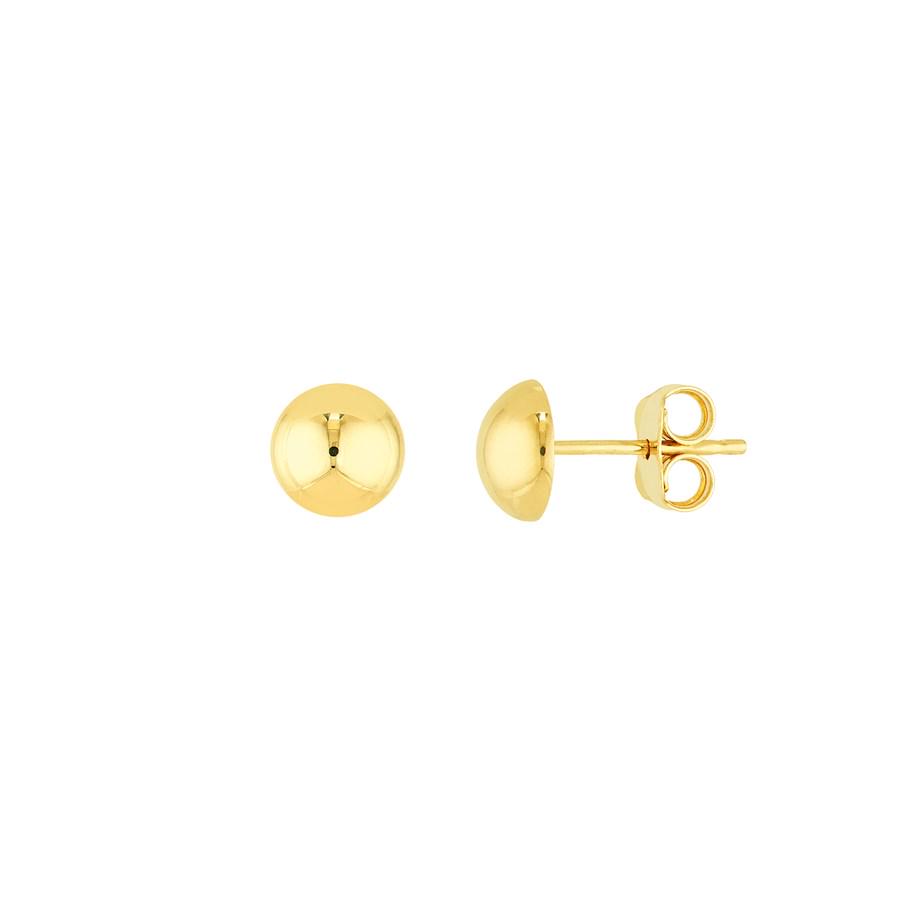 10K Yellow Gold 8mm Polished Half Ball Post Earrings: 10K Yellow Gold 8mm Polished Half Ball Post Earrings Product Id: 243617 Purity: 14K Finish: Polished Earring Closure: Post & Nut Earring Type: Studs
