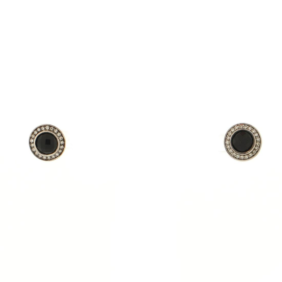 David Yurman Cerise Stud Earrings Sterling Silver with Onyx and Diamonds 6mm: David Yurman Cerise Stud Earrings Sterling Silver with Onyx and Diamonds 6mm Metal Type: 14K White Gold, Sterling Silver Metal Finish: Blackened, Engraved, High Polish Hallmarks Type: 585, 925, Design