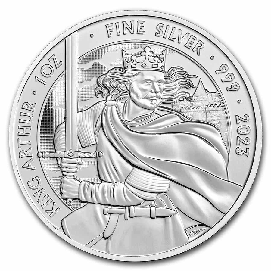 2023 Great Britain 1 Oz Silver Myths & Legends: King Arthur BU: 2023 Great Britain 1 Oz Silver Myths & Legends: King Arthur BU Product ID: 259256 Year: 2023 Grade: Brilliant Unc Grade Service: None Denomination: 2 Pounds Mint Mark: Not Shown Metal Con