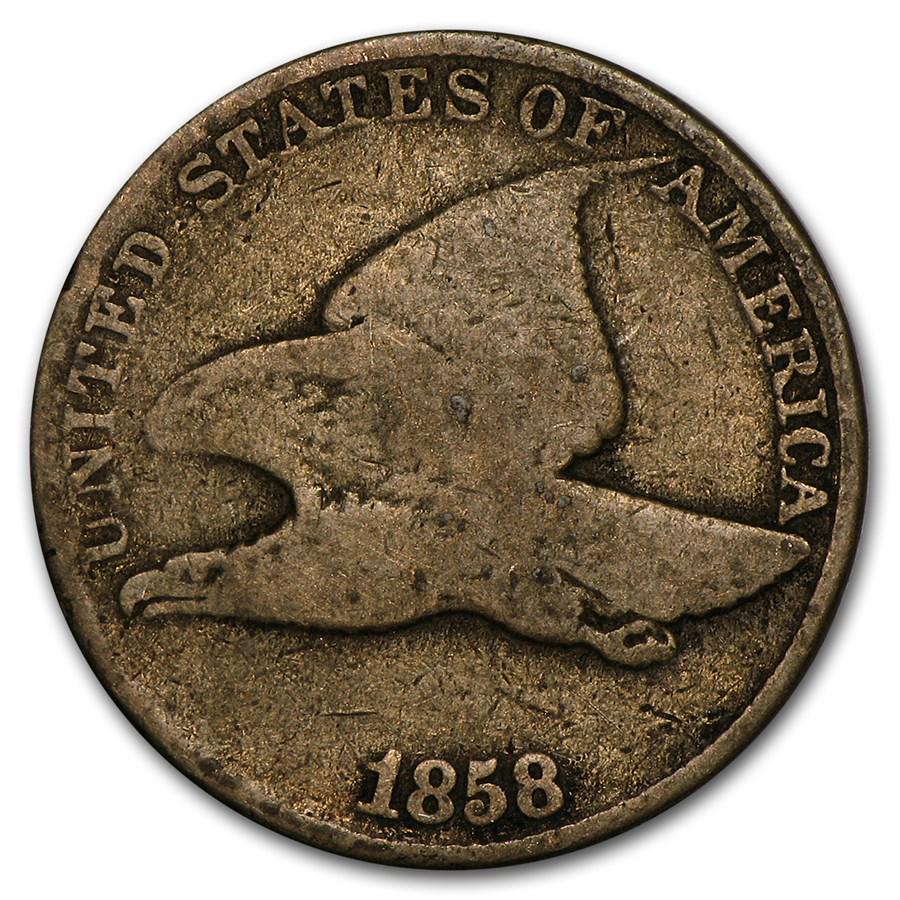 1858 Flying Eagle Cent Large Letters Good: 1858 Flying Eagle Cent Large Letters Good Product ID: 3264 Year: 1858 Grade: Good Grade Service: None Denomination: $0.01 Mint Mark: P - Philadelphia (Not Shown) Metal Content: 0 troy oz