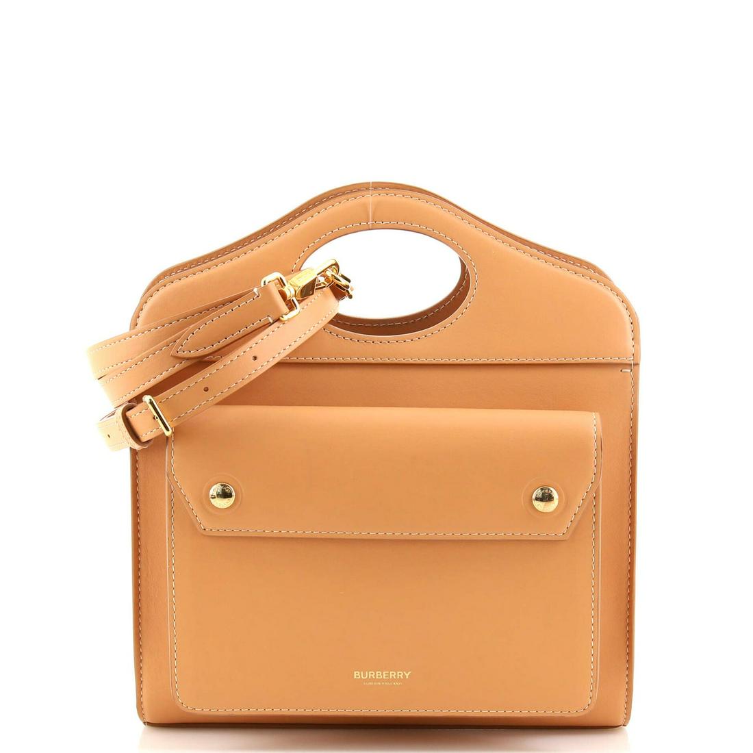 Burberry Pocket Tote Leather Mini: Burberry Pocket Tote Leather Mini Exterior Color: Neutral Interior Color: Neutral Exterior Material: Leather Interior Material: Leather Hardware Color: Gold Accessories: No Accessories, Detachable