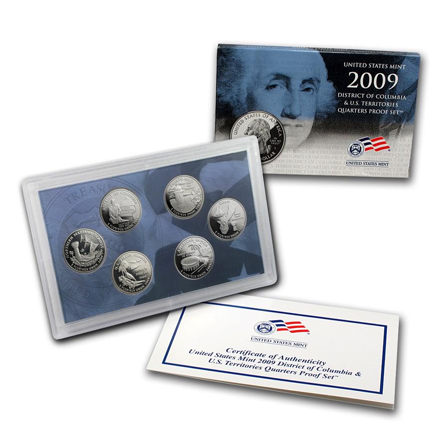 2009-S D.C. and U.S. Territories Quarters Proof Set: 2009-S D.C. and U.S. Territories Quarters Proof Set Product ID: 49983 Year: 2009 Grade: Proof Grade Service: None Denomination: 25 Cents Mint Mark: S - San Francisco Metal Content: 0 troy