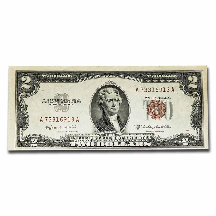 1953-B $2.00 U.S. Notes Red Seal XF (Fr#1511): 1953-B $2.00 U.S. Notes Red Seal XF (Fr#1511) Product ID: 235874 Year: 1953 Grade: Extra Fine Grade Service: None Denomination: 2 Dollars Mint Mark: N/A - Not Available Metal Content: 0 t