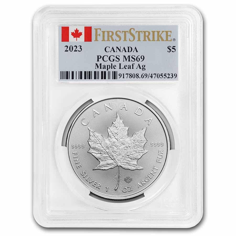 2023 Canada 1 Oz Silver Maple Leaf Ms 69 Pcgs (firststrike)