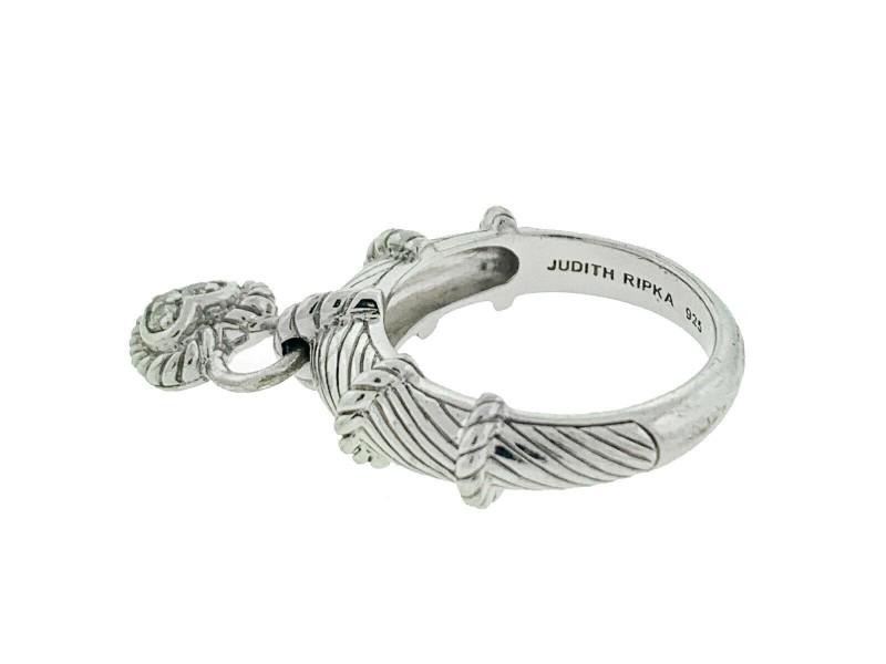 Judith Ripka Sterling Silver Ring With Small Dangling Heart: Judith Ripka Sterling Silver Ring With Small Dangling Heart Product Code: 203109918846-E Brand: Judith Ripka Condition: Pre-Owned Metal: Sterling Silver Model: 203109918846-E Item Specifics:Brand:
