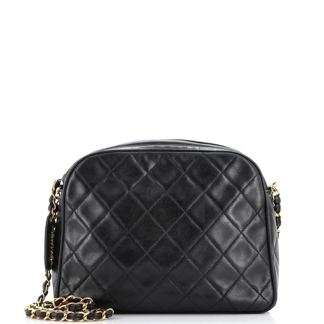 Chanel Vintage Chain Camera Bag Quilted Lambskin: Chanel Vintage Chain Camera Bag Quilted Lambskin Exterior Color: Black Interior Color: Black Exterior Material: Leather Interior Material: Leather Hardware Color: Gold Accessories: Authenticity ca
