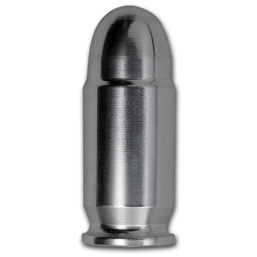 1 oz Silver Bullet - .45 Caliber ACP: 1 oz Silver Bullet - .45 Caliber ACP RBJ no: 92431 Year: N/A Grade: None Grade Service: None Mint Mark: N/A - Not Available Metal Content: 1 troy oz Purity: .999 Thickness: 0 mm