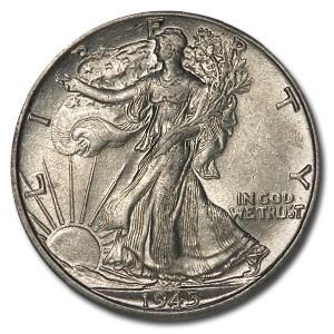 1945-D Walking Liberty Half Dollar AU: 1945-D Walking Liberty Half Dollar AU SKU: 10133 Year: 1945 Grade: Almost Unc Grade Service: None Denomination: $0.50 Mint Mark: D - Denver Metal Content: 0.3575 troy oz Purity: