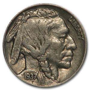 1937 Buffalo Nickel XF: 1937 Buffalo Nickel XF SKU: 2003 Year: 1937 Grade: Extra Fine Grade Service: None Denomination: 5 Cents Mint Mark: P - Philadelphia (Not Shown) Metal Content: 0 troy oz Purity: N