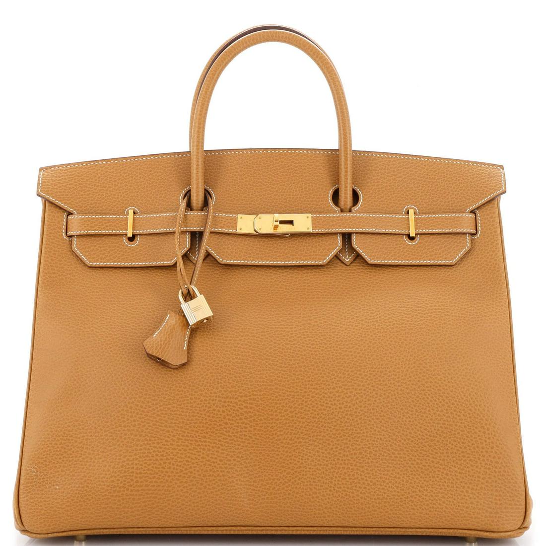 Hermes Birkin Handbag Natural Ardennes with Gold Hardware 40: Hermes Birkin Handbag Natural Ardennes with Gold Hardware 40 Hermes Color: Natural Hermes Color: Natural Exterior Color: Brown Interior Color: Brown Exterior Material: Leather Interior Material: L