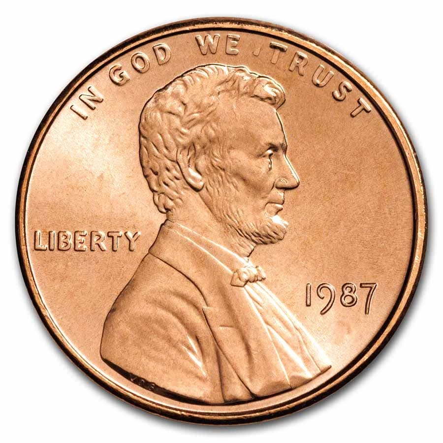 1987 Lincoln Cent BU (Red): 1987 Lincoln Cent BU (Red) RBJ no: 6792 Year: 1987 Grade: Brilliant Unc Grade Service: None Denomination: $0.01 Mint Mark: P - Philadelphia (Not Shown) Metal Content: 0 troy oz P