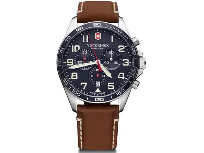 Victorinox mens Swiss Army: Victorinox mens Swiss Army Product Code: 241854-39B2A Brand: Victorinox Condition: Never Worn Note: Stainless steel case, Leather strap, Black dial, Quartz movement, Scratchresistant sapphire, Water r