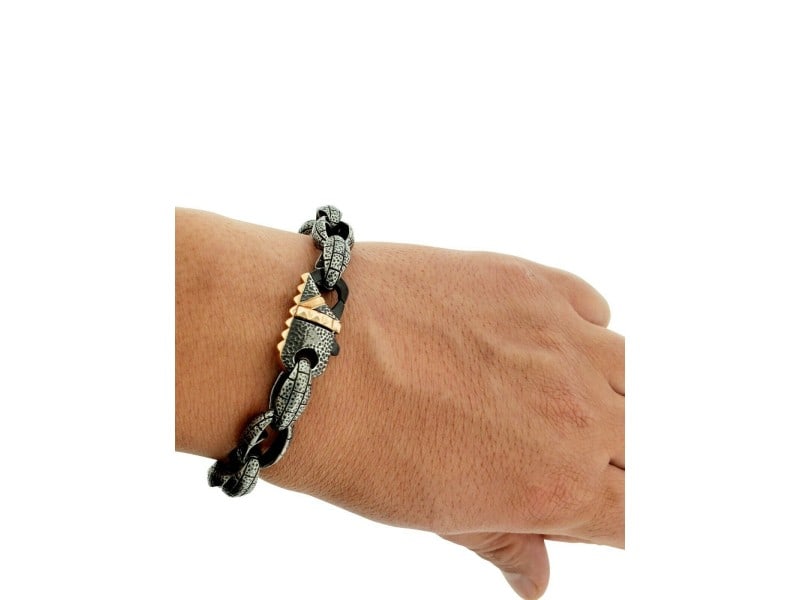 Stephen Webster Mens Black Thorn Links Stainless Steel Bracelet: Stephen Webster Mens Black Thorn Links Stainless Steel Bracelet Product Code: 264864534669-E Brand: Stephen Webster Condition: Never Worn Model: 264864534669-E Size and Fit: Length: 9 ---- Item Specif