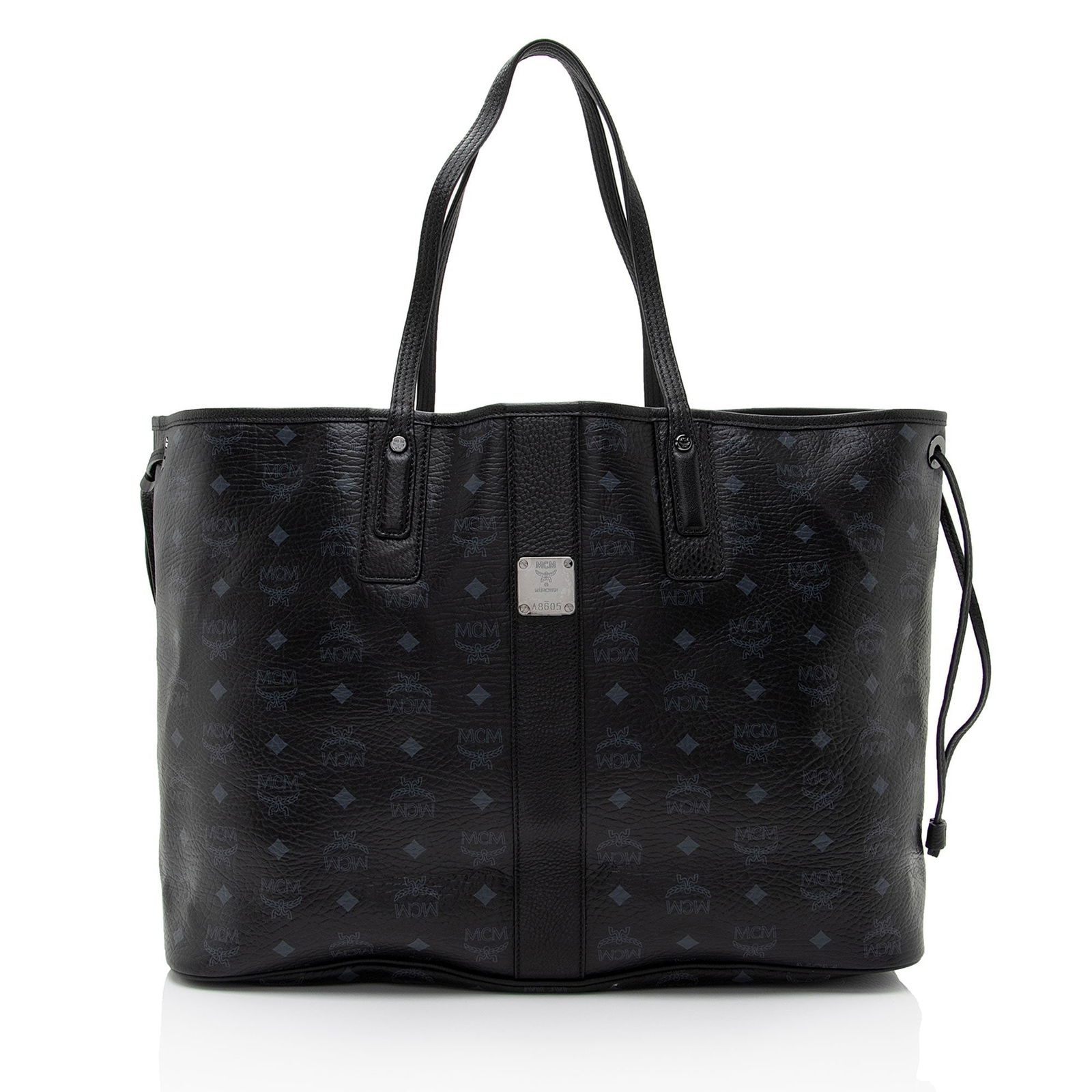 MCM Visetos Liz Reversible Large Shopper Tote with Pochette: MCM Visetos Liz Reversible Large Shopper Tote with Pochette Condition Quality: Excellent Color: Black Height: 13 in. Length: 17 in. Material: Coated Canvas/Leather Width: 7 in. Item Condi