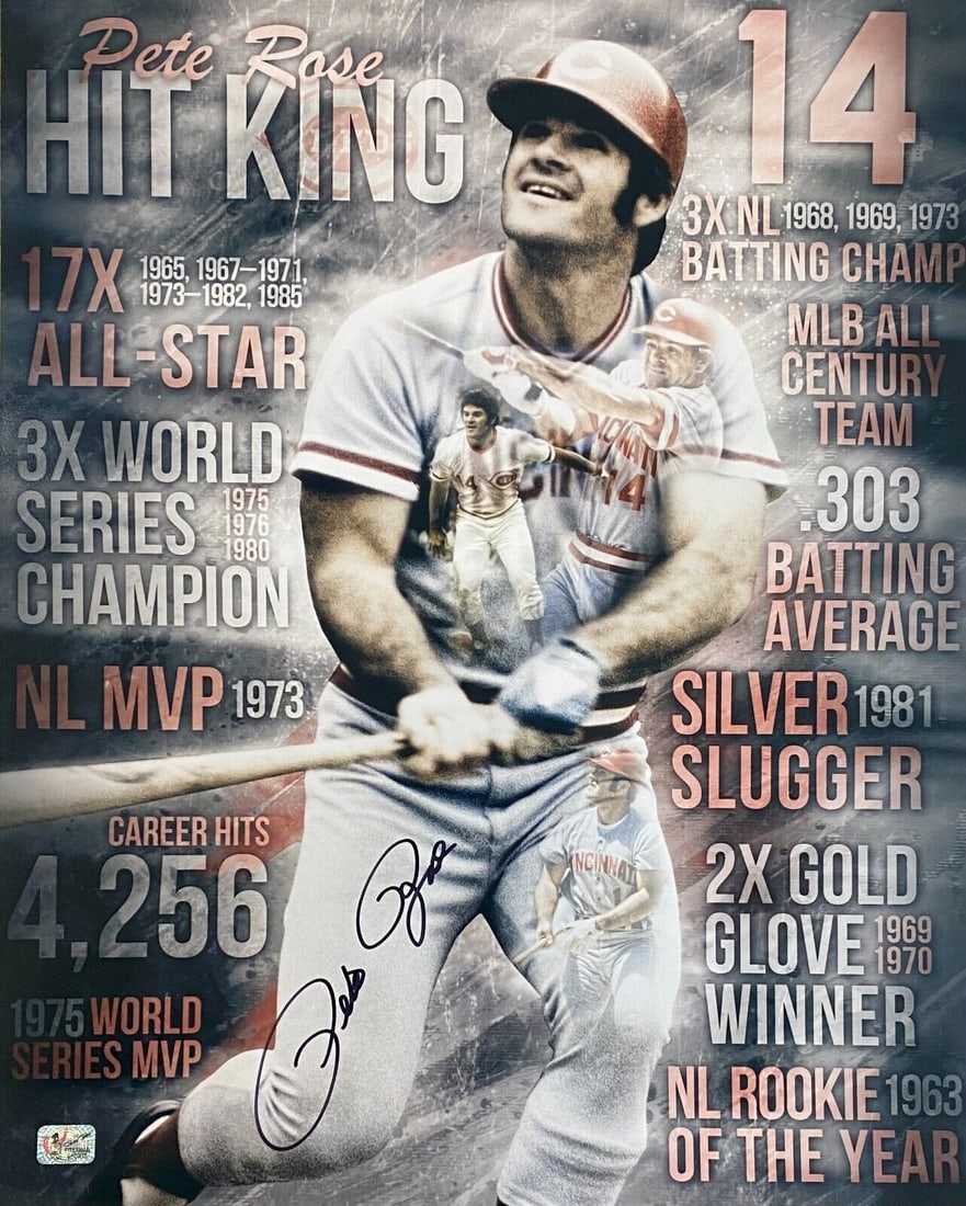 Pete Rose Signed Autographed 16x20 Photo Pete Rose Exclusive Hologram Reds 13: Pete Rose Signed Autographed 16x20 Photo Pete Rose Exclusive Hologram Reds 13 Pete Rose Signed Autographed 16x20 Photo Pete Rose Exclusive Hologram Reds 13