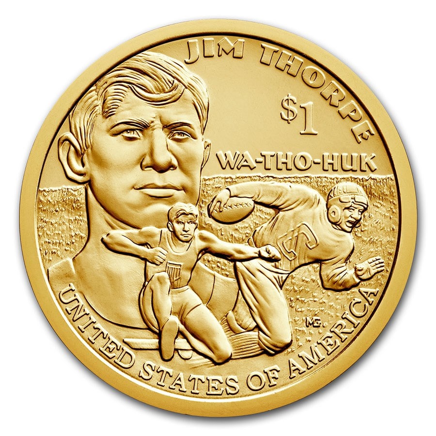 2018-P Native Amer $1 - Jim Thorpe BU: 2018-P Native Amer $1 - Jim Thorpe BU Product ID: 201528 Year: 2018 Grade: Brilliant Unc Grade Service: None Denomination: $1.00 Mint Mark: P - Philadelphia Metal Content: 0 troy oz <