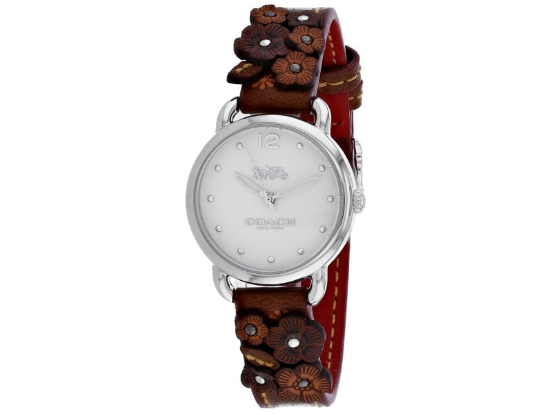 Coach womens Delancey: Coach womens Delancey Product Code: 14502761-39B2A Brand: Coach Condition: Never Worn Stainless steel case, Leather strap, White dial, Quartz movement, Scratch resistant mineral, Water resistant up 3